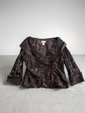 JACKIE JON Brown Beaded Dress Top Size US 12